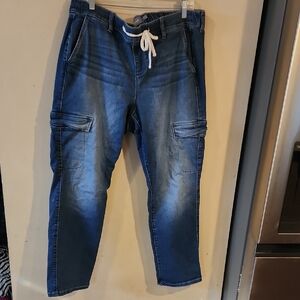 Torrid Denim Blue Cargo Pants Size 2R (18)